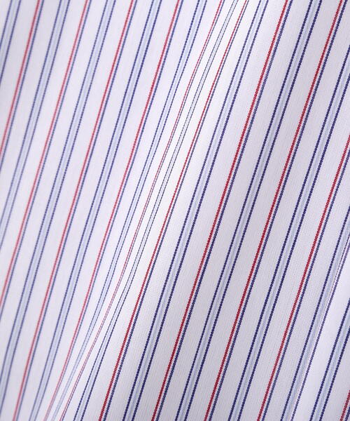 human woman（ヒューマンウーマン）の「◆先染めストライプスタンドフリルブラウス（シャツ/ブラウス・レディース・チャコールグレー/ブルー系その他3・MEDIUM）」の4枚目の写真