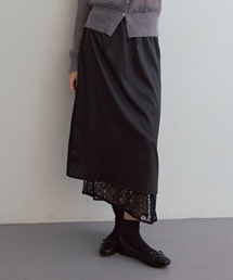 ODER（オディエール）の「レイヤリングサテンバンディングスカート-ブラック（スカート）」