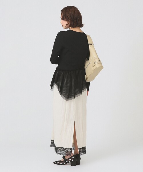 Ray BEAMS(レイビームス)の「チュール キリカエ アシンメトリー ヘム Tシャツ(Tシャツ/カットソー・レディース・ホワイト/ブラック・ONE SIZE)」の10枚目の写真