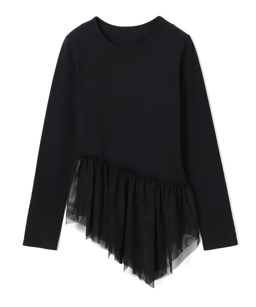 Ray BEAMS(レイビームス)の「チュール キリカエ アシンメトリー ヘム Tシャツ(Tシャツ/カットソー・レディース・ホワイト/ブラック・ONE SIZE)」の12枚目の写真