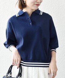 SHIPS any:〈手洗い可能〉コットン ミックス ライン ポロニット プルオーバー