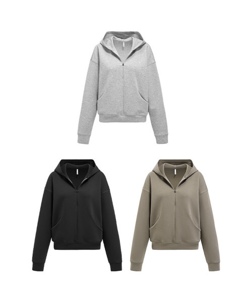BUTTON SEOUL（ボタンソウル）の「[ウィメンズ] ライオセルエアレイヤージップアップフード (3 COLORS)（パーカー・レディース・ミックスグレー/ブラック/カーキ・SMALL/MEDIUM/LARGE）」の5枚目の写真