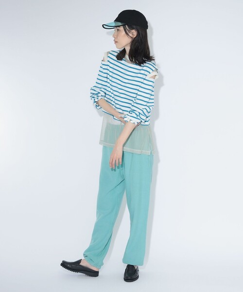 maturely(マチュアリー)の「maturely / ボーダー オープン ショルダー ロングスリーブ カットソー(Tシャツ/カットソー・レディース・ネイビー/ロイヤルブルー・ONE SIZE)」の4枚目の写真