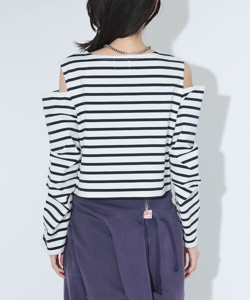 maturely(マチュアリー)の「maturely / ボーダー オープン ショルダー ロングスリーブ カットソー(Tシャツ/カットソー・レディース・ネイビー/ロイヤルブルー・ONE SIZE)」の11枚目の写真