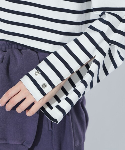 maturely(マチュアリー)の「maturely / ボーダー オープン ショルダー ロングスリーブ カットソー(Tシャツ/カットソー・レディース・ネイビー/ロイヤルブルー・ONE SIZE)」の14枚目の写真