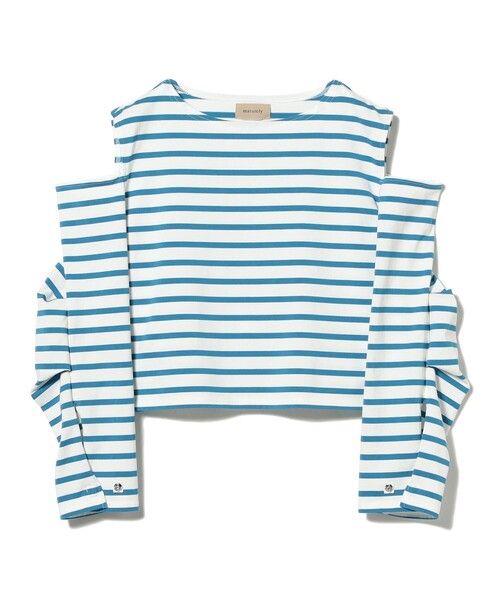 maturely(マチュアリー)の「maturely / ボーダー オープン ショルダー ロングスリーブ カットソー(Tシャツ/カットソー・レディース・ネイビー/ロイヤルブルー・ONE SIZE)」の15枚目の写真