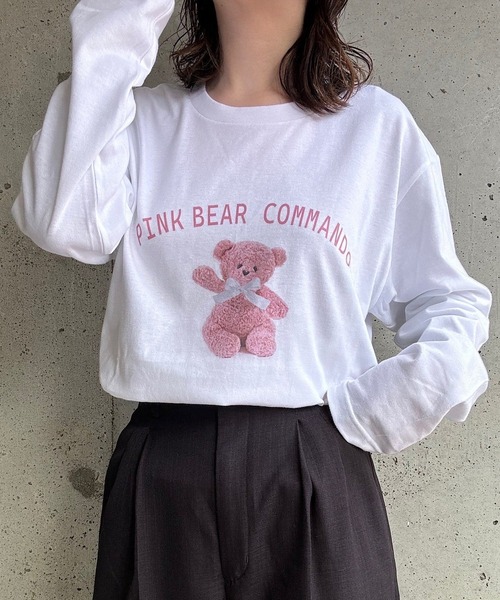 etta(エタ)の「プリントベアロンT/長袖Tシャツ(Tシャツ/カットソー・レディース・ホワイト・MEDIUM/LARGE/SMALL)」の3枚目の写真