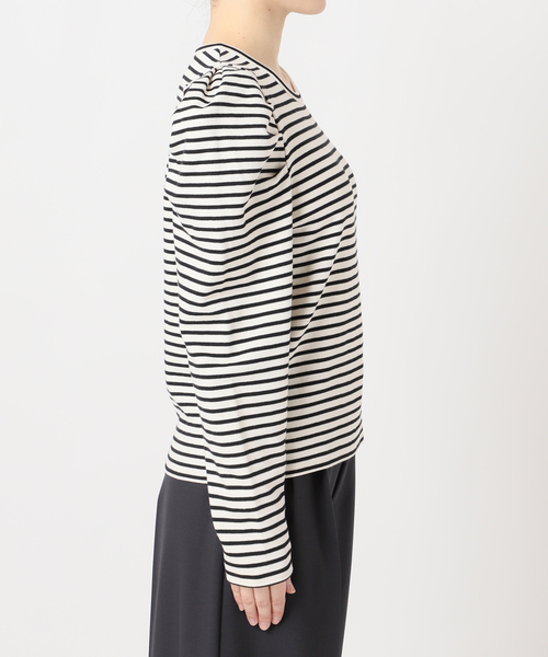 OUTDOOR PRODUCTS（アウトドアプロダクツ）の「≪/WEB限定カラーあり≫ボリュームスリーブボーダープルオーバー（Tシャツ/カットソー・レディース・グレー/レッド/ブラウン/ブラック・FREE）」の16枚目の写真