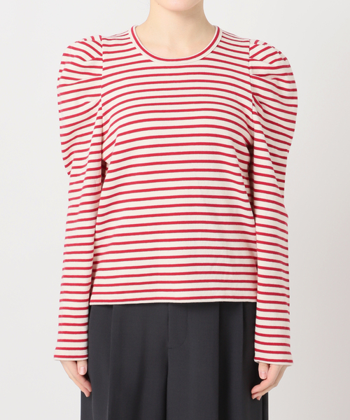 OUTDOOR PRODUCTS（アウトドアプロダクツ）の「≪/WEB限定カラーあり≫ボリュームスリーブボーダープルオーバー（Tシャツ/カットソー・レディース・グレー/レッド/ブラウン/ブラック・FREE）」の22枚目の写真