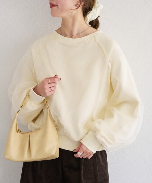 Kastane(カスタネ)の「【一部店舗限定】B オーガンジーレイヤードスウェット(スウェット・レディース・ライトグレー/ピンク/アイボリー・FREE)」の2枚目の写真