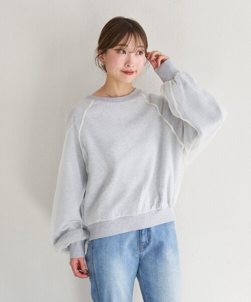 Kastane(カスタネ)の「【一部店舗限定】B オーガンジーレイヤードスウェット(スウェット・レディース・ライトグレー/ピンク/アイボリー・FREE)」の10枚目の写真