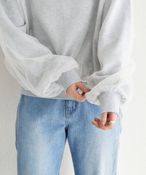 Kastane(カスタネ)の「【一部店舗限定】B オーガンジーレイヤードスウェット(スウェット・レディース・ライトグレー/ピンク/アイボリー・FREE)」の13枚目の写真