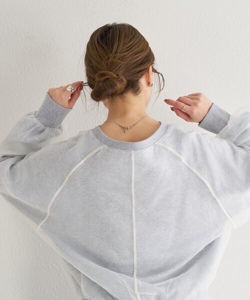 Kastane(カスタネ)の「【一部店舗限定】B オーガンジーレイヤードスウェット(スウェット・レディース・ライトグレー/ピンク/アイボリー・FREE)」の15枚目の写真