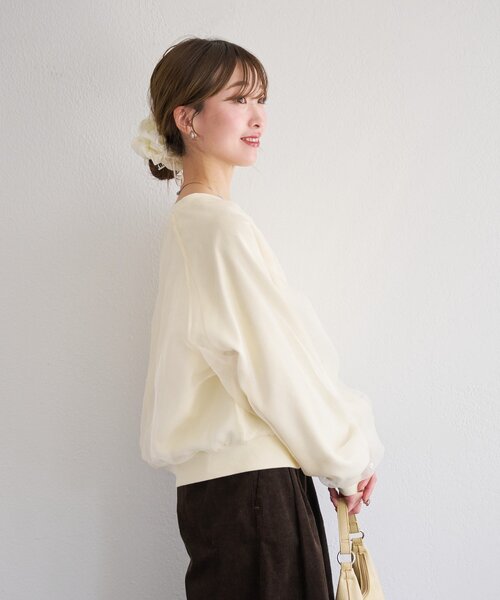 Kastane(カスタネ)の「【一部店舗限定】B オーガンジーレイヤードスウェット(スウェット・レディース・ライトグレー/ピンク/アイボリー・FREE)」の21枚目の写真