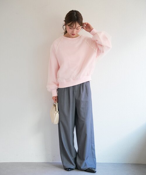 Kastane(カスタネ)の「【一部店舗限定】B オーガンジーレイヤードスウェット(スウェット・レディース・ライトグレー/ピンク/アイボリー・FREE)」の5枚目の写真