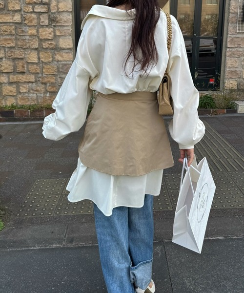 WILLFULLY(ウィルフリー)の「docking skirt layered like shirt OP(シャツワンピース・レディース・タン/グレー系その他・FREE)」の8枚目の写真