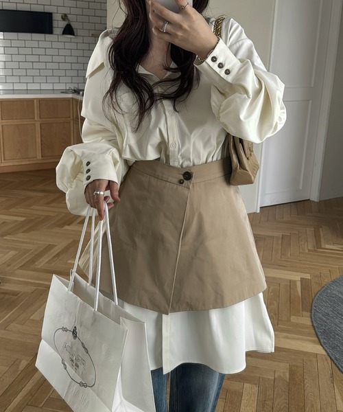 WILLFULLY(ウィルフリー)の「docking skirt layered like shirt OP(シャツワンピース・レディース・タン/グレー系その他・FREE)」の9枚目の写真