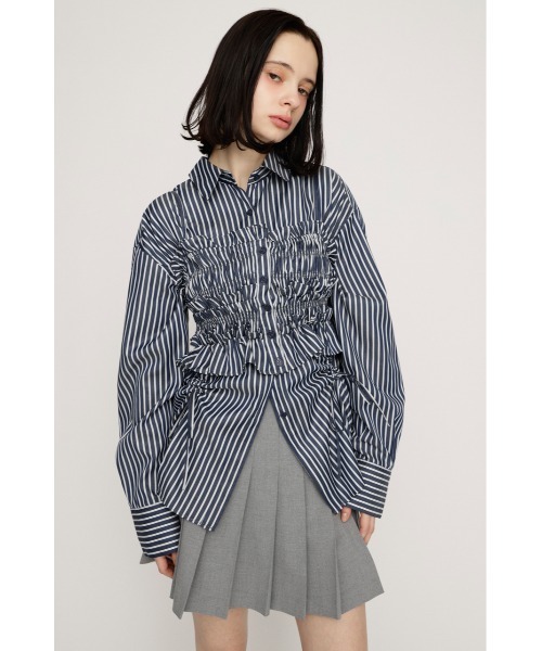 SLY（スライ）の「BUSTIER LAYERED GATHER SH ビスチェレイヤードギャザーシャツ 春服（シャツ/ブラウス・レディース・ブルー系その他/ネイビー系/イエロー系その他・FREE）」の3枚目の写真