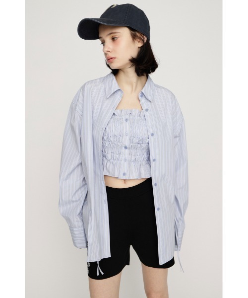 SLY（スライ）の「BUSTIER LAYERED GATHER SH ビスチェレイヤードギャザーシャツ 春服（シャツ/ブラウス・レディース・ブルー系その他/ネイビー系/イエロー系その他・FREE）」の8枚目の写真