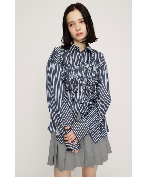 SLY（スライ）の「BUSTIER LAYERED GATHER SH ビスチェレイヤードギャザーシャツ 春服（シャツ/ブラウス・レディース・ブルー系その他/ネイビー系/イエロー系その他・FREE）」の12枚目の写真