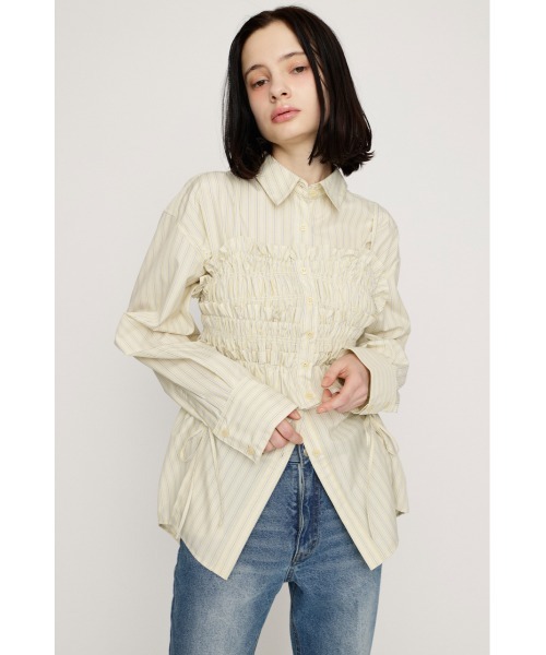 SLY（スライ）の「BUSTIER LAYERED GATHER SH ビスチェレイヤードギャザーシャツ 春服（シャツ/ブラウス・レディース・ブルー系その他/ネイビー系/イエロー系その他・FREE）」の20枚目の写真