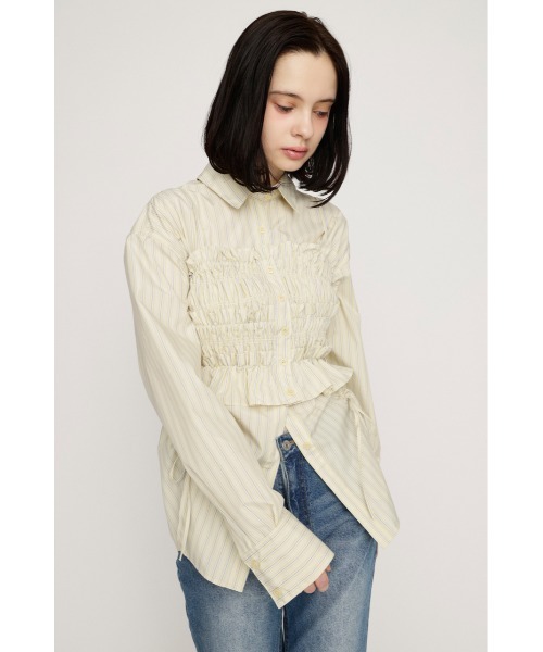 BUSTIER LAYERED GATHER SH ビスチェレイヤードギャザーシャツ 春服