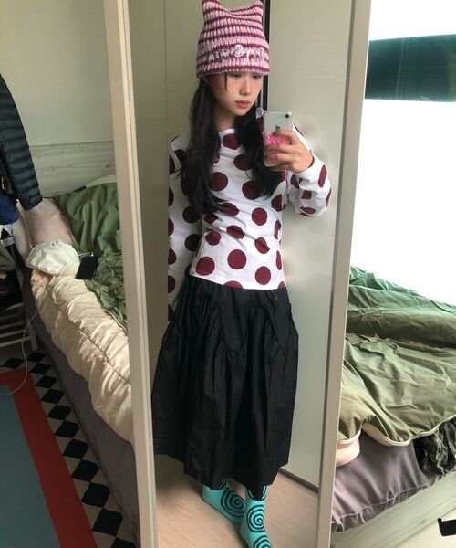 TANSANMAGNESIUM(タンサン マグネシウム)の「ドットパターンロングスリーブ(ホワイト/レッド)(Tシャツ/カットソー・レディース・その他・MEDIUM/SMALL)」の2枚目の写真