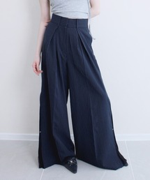 Reurie' | オリジナルサイドレースワイドパンツ / 2way ストライプパンツ モード カジュアル ノームコア オフィスカジュアル カットアウト(スラックス)