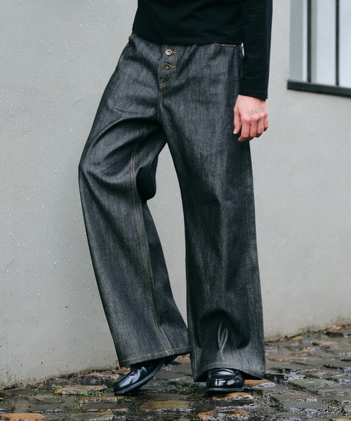 Regen Glanz(レーゲングランツ)の「selveage button fly straight denim pants / セルビッジボタンフライストレートデニムパンツ(デニムパンツ・メンズ・インディゴブルー/ブラック・LARGE/SMALL/MEDIUM)」の16枚目の写真