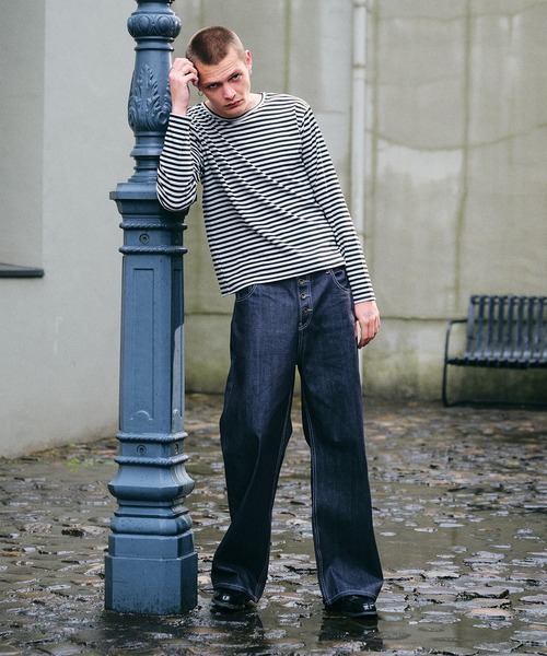 Regen Glanz(レーゲングランツ)の「selveage button fly straight denim pants / セルビッジボタンフライストレートデニムパンツ(デニムパンツ・メンズ・インディゴブルー/ブラック・LARGE/SMALL/MEDIUM)」の8枚目の写真