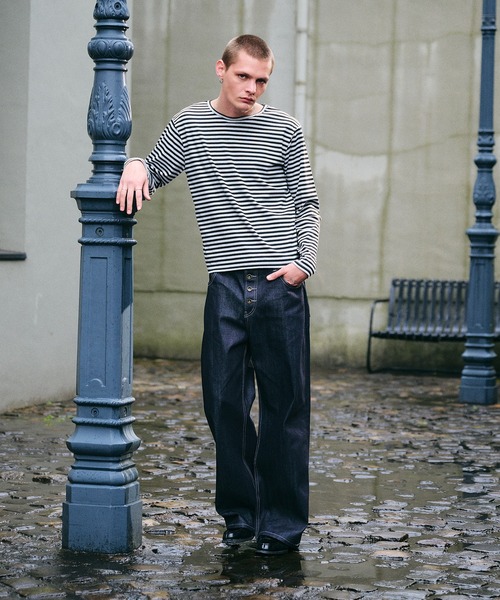 Regen Glanz(レーゲングランツ)の「selveage button fly straight denim pants / セルビッジボタンフライストレートデニムパンツ(デニムパンツ・メンズ・インディゴブルー/ブラック・LARGE/SMALL/MEDIUM)」の10枚目の写真