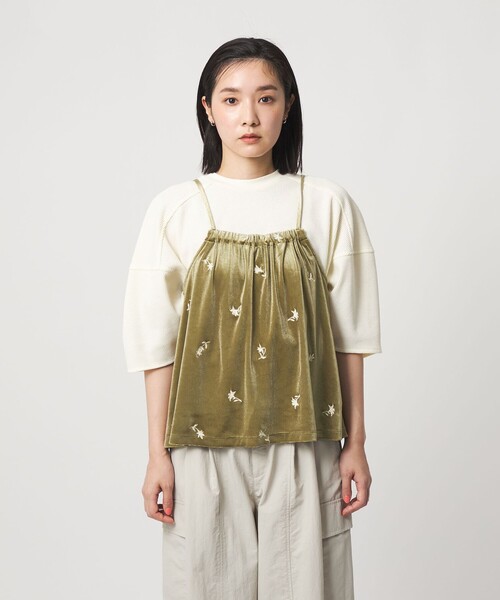 CITEN（シテン）の「＜CITEN＞ベロアエンブロイダリーカットキャミソール（キャミソール・レディース・オリーブ/ダークグリーン・FREE）」の8枚目の写真