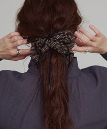 W:Huku（フーク）の「【W:Huku   ブロードストライプ】リボン シュシュ   Broad Stripe Ribbon Scrunchie（シュシュ）」