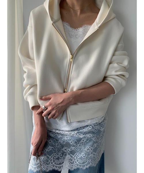 Te chichi(テチチ)の「ダンボールジョーゼットフーディー(Tシャツ/カットソー・レディース・ブラック/グレー/オフホワイト・F)」の1枚目の写真