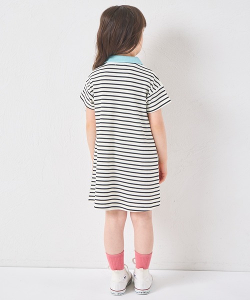 pairmanon（ペアマノン）の「【リンクコーデ】【さらっとワッフル】ガールズ ボーダー ポロワンピース（ワンピース・キッズ・ホワイト系その他/グリーン系その他/ピンク系その他・90/100/110/120/130/140/150）」の14枚目の写真