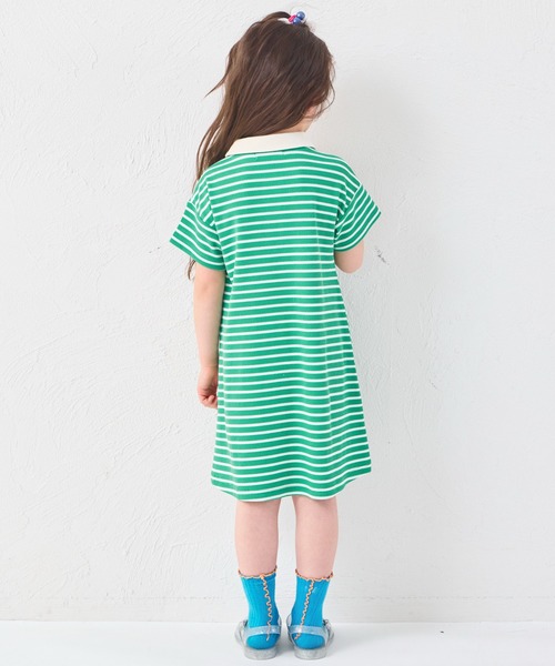 pairmanon（ペアマノン）の「【リンクコーデ】【さらっとワッフル】ガールズ ボーダー ポロワンピース（ワンピース・キッズ・ホワイト系その他/グリーン系その他/ピンク系その他・90/100/110/120/130/140/150）」の19枚目の写真