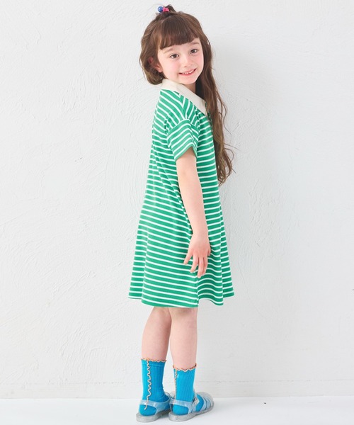 pairmanon（ペアマノン）の「【リンクコーデ】【さらっとワッフル】ガールズ ボーダー ポロワンピース（ワンピース・キッズ・ホワイト系その他/グリーン系その他/ピンク系その他・90/100/110/120/130/140/150）」の20枚目の写真