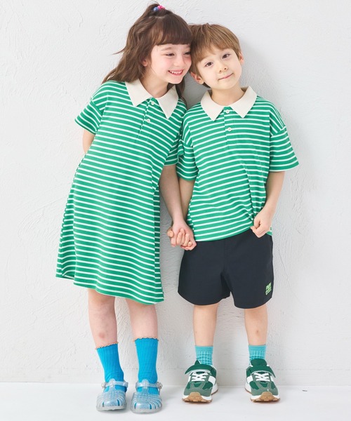 pairmanon（ペアマノン）の「【リンクコーデ】【さらっとワッフル】ガールズ ボーダー ポロワンピース（ワンピース・キッズ・ホワイト系その他/グリーン系その他/ピンク系その他・90/100/110/120/130/140/150）」の22枚目の写真
