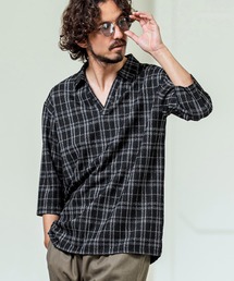 Magine（マージン）の「mhs2548- Grid Pattern Fabric Skipper Polo ポロシャツ(MGN-261-028)（ポロシャツ）」