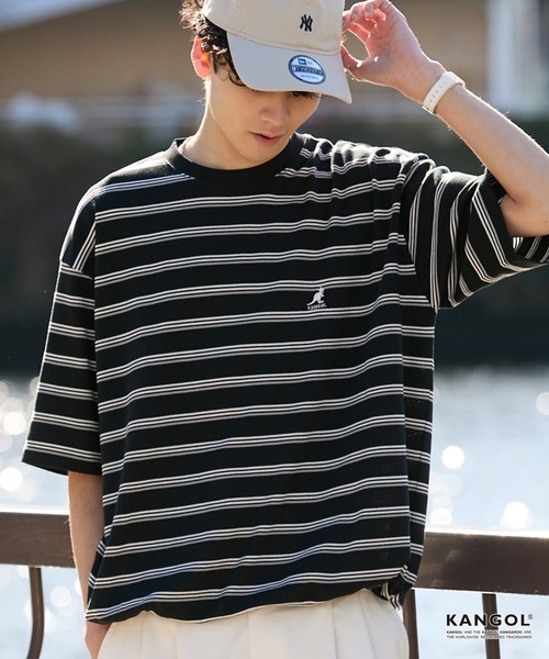 KANGOL(カンゴール)の「KANGOL/カンゴール 別注 ロゴ ワンポイント刺繍 ドローコード ルーズシルエット半袖Tシャツ<UVカット/イージーケア>(Tシャツ/カットソー・メンズ・グレイッシュベージュ/ブラック/オフホワイト/ホワイト系/グリーン系/ダークブラウン/ダークネイビー/ライトグレー/ブラック系/ダークグレー・L/M/S)」の4枚目の写真