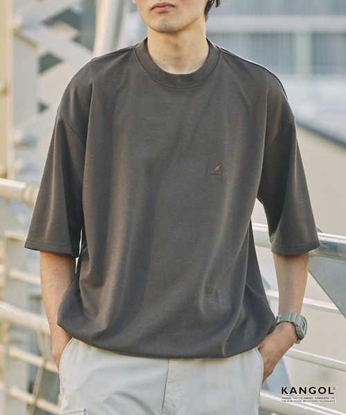 KANGOL(カンゴール)の「KANGOL/カンゴール 別注 ロゴ ワンポイント刺繍 ドローコード ルーズシルエット半袖Tシャツ<UVカット/イージーケア>(Tシャツ/カットソー・メンズ・グレイッシュベージュ/ブラック/オフホワイト/ホワイト系/グリーン系/ダークブラウン/ダークネイビー/ライトグレー/ブラック系/ダークグレー・L/M/S)」の7枚目の写真
