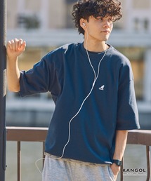 KANGOL/カンゴール 別注 ロゴ ワンポイント刺繍 ドローコード ルーズシルエット半袖Tシャツ<UVカット/イージーケア>