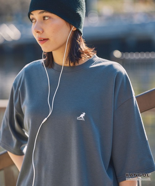 KANGOL(カンゴール)の「KANGOL/カンゴール 別注 ロゴ ワンポイント刺繍 ドローコード ルーズシルエット半袖Tシャツ<UVカット/イージーケア>(Tシャツ/カットソー・メンズ・グレイッシュベージュ/ブラック/オフホワイト/ホワイト系/グリーン系/ダークブラウン/ダークネイビー/ライトグレー/ブラック系/ダークグレー・L/M/S)」の6枚目の写真