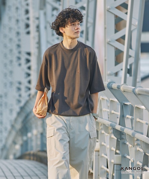 KANGOL(カンゴール)の「KANGOL/カンゴール 別注 ロゴ ワンポイント刺繍 ドローコード ルーズシルエット半袖Tシャツ<UVカット/イージーケア>(Tシャツ/カットソー・メンズ・グレイッシュベージュ/ブラック/オフホワイト/ホワイト系/グリーン系/ダークブラウン/ダークネイビー/ライトグレー/ブラック系/ダークグレー・L/M/S)」の13枚目の写真
