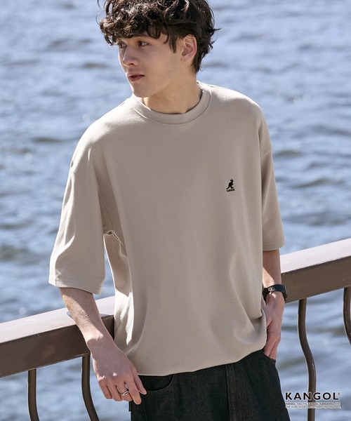 KANGOL(カンゴール)の「KANGOL/カンゴール 別注 ロゴ ワンポイント刺繍 ドローコード ルーズシルエット半袖Tシャツ<UVカット/イージーケア>(Tシャツ/カットソー・メンズ・グレイッシュベージュ/ブラック/オフホワイト/ホワイト系/グリーン系/ダークブラウン/ダークネイビー/ライトグレー/ブラック系/ダークグレー・L/M/S)」の19枚目の写真