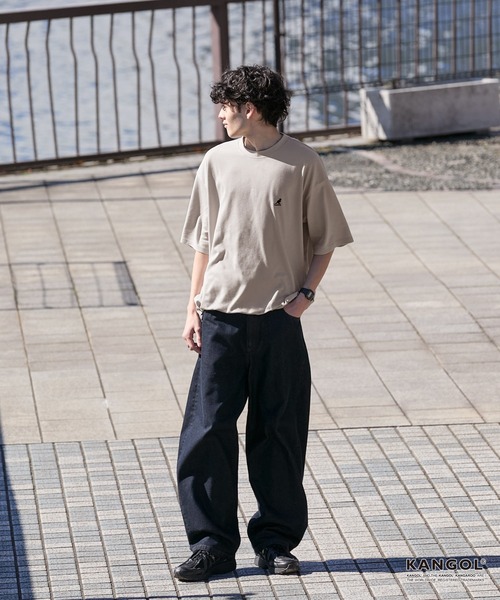 KANGOL(カンゴール)の「KANGOL/カンゴール 別注 ロゴ ワンポイント刺繍 ドローコード ルーズシルエット半袖Tシャツ<UVカット/イージーケア>(Tシャツ/カットソー・メンズ・グレイッシュベージュ/ブラック/オフホワイト/ホワイト系/グリーン系/ダークブラウン/ダークネイビー/ライトグレー/ブラック系/ダークグレー・L/M/S)」の20枚目の写真