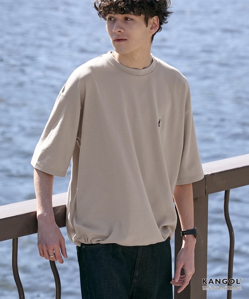 KANGOL(カンゴール)の「KANGOL/カンゴール 別注 ロゴ ワンポイント刺繍 ドローコード ルーズシルエット半袖Tシャツ<UVカット/イージーケア>(Tシャツ/カットソー・メンズ・グレイッシュベージュ/ブラック/オフホワイト/ホワイト系/グリーン系/ダークブラウン/ダークネイビー/ライトグレー/ブラック系/ダークグレー・L/M/S)」の22枚目の写真