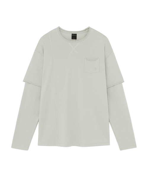THECOLDESTMOMENT(ザコールデストモーメント)の「TCM raw cut layered long sleeve (light grey)(Tシャツ/カットソー・レディース・その他・SMALL/MEDIUM/LARGE)」の1枚目の写真