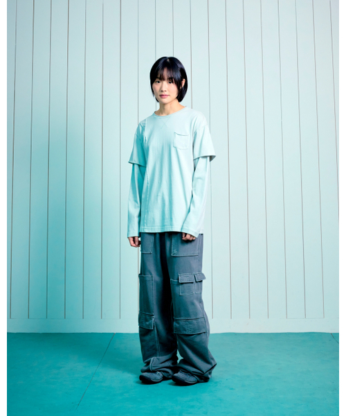 THECOLDESTMOMENT(ザコールデストモーメント)の「TCM raw cut layered long sleeve (light grey)(Tシャツ/カットソー・レディース・その他・SMALL/MEDIUM/LARGE)」の2枚目の写真