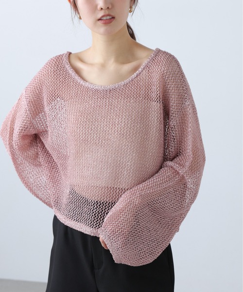 FREE'S MART(フリーズマート)の「◆メッシュスパンコールニット(ニット/セーター・レディース・ネイビー/グレー系その他/グレー/ピンク/ホワイト・FREE)」の5枚目の写真
